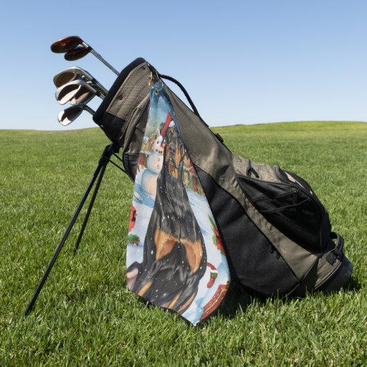 Serviette De Golf Doberman Winter Wonderland Christmas Joy (Vert)