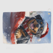 Serviette De Golf Dog Rottweiler dans la corniche laissez-vous neige (Horizontal)