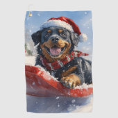 Serviette De Golf Dog Rottweiler dans la corniche laissez-vous neige (Devant)
