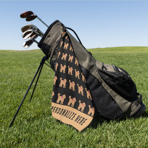 Serviette De Golf Doigt tan personnalisé Chien sur noir