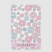 Serviette De Golf Donuts Roses, Donuts Bleus, Sprinkings, Votre Nom (Devant)
