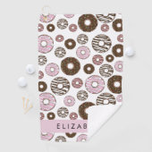 Serviette De Golf Donuts Roses, Donuts Brown, Sprinkings, Votre Nom (En situation)