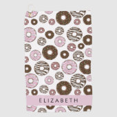 Serviette De Golf Donuts Roses, Donuts Brown, Sprinkings, Votre Nom (Devant)