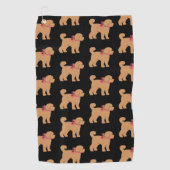 Serviette De Golf Doodle de Tan amusant chien sur noir (Devant)