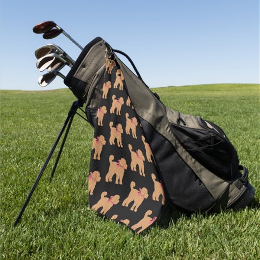 Serviette De Golf Doodle de Tan amusant chien sur noir