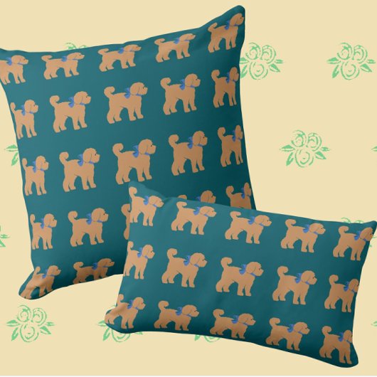 Serviette De Golf Doodle Tan amusant Chien sur bleu foncé Vert