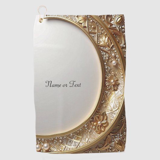Serviette de golf dorée ornée (Devant)