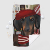Serviette De Golf Doxie noir et feu (En situation)
