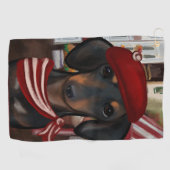 Serviette De Golf Doxie noir et feu (Horizontal)