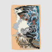 Serviette De Golf Dragon d'azur et Tigre blanc. Illustration (Devant)
