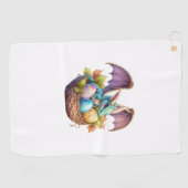 Serviette De Golf Dragon Easter Day Loves Collecting Easter Eggs Dra (Horizontal)