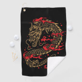 Serviette De Golf Dragon et flammes (En situation)
