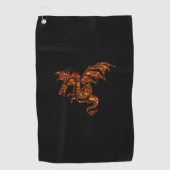 Serviette De Golf Dragon flamboyant sur noir (Devant)
