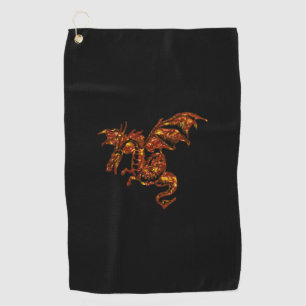 Serviette De Golf Dragon flamboyant sur noir