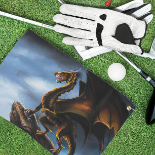 Serviette De Golf Dragon noir cuivre or