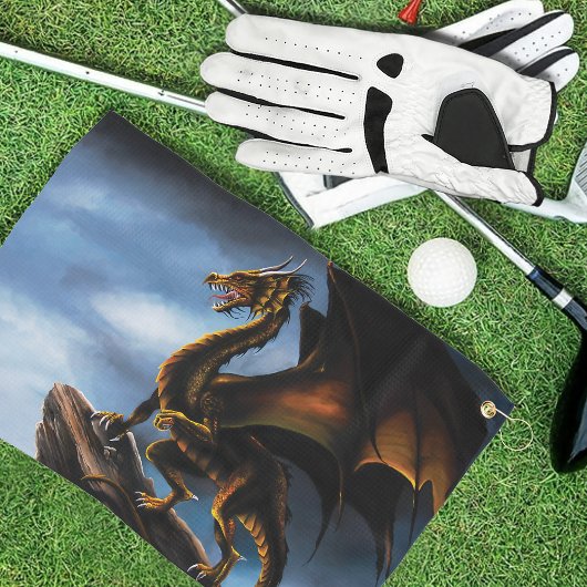 Serviette De Golf Dragon noir cuivre or