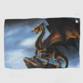 Serviette De Golf Dragon noir cuivre or (Horizontal)