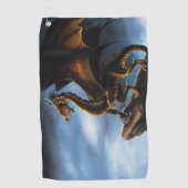 Serviette De Golf Dragon noir cuivre or (Devant)