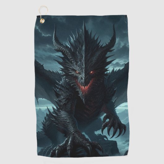 Serviette De Golf Dragon sombre et médiéval (Devant)
