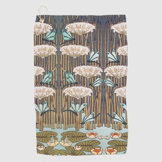Serviette De Golf Dragonflies Water Lilies Marais Art Nouveau (Devant)
