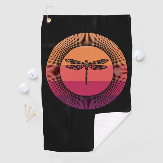 Serviette De Golf Dragonfly in Retro Sunset avec nom (En situation)
