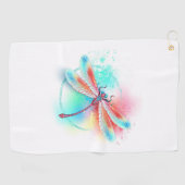Serviette De Golf Dragonfly rouge sur l'arrière - plan aquarelle (Horizontal)