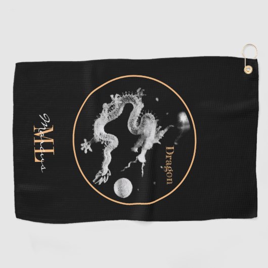 Serviette De Golf Dragons & Crystal Dragon Lore /monogrammed Dragon (Horizontal)