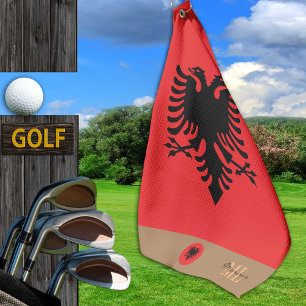 Serviette De Golf Drapeau albanais & Albanie, monogrammed / serviett