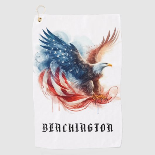 Serviette De Golf *~* Drapeau américain AP16 Bald EAGLE Golf Towel (Devant)