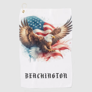 Serviette De Golf *~* Drapeau américain AP16 Bald EAGLE USA Golf Tow