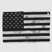 Serviette De Golf Drapeau américain Bois rustique Noir Blanc Patriot (Horizontal)