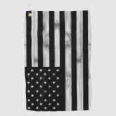 Serviette De Golf Drapeau américain Bois rustique Noir Blanc Patriot (Devant)