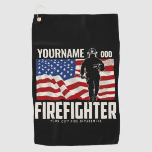 Serviette De Golf Drapeau américain de sauvetage de pompier personna