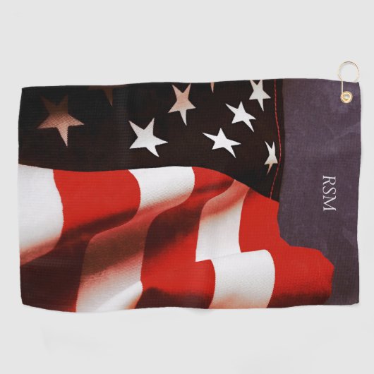 Serviette De Golf Drapeau américain drapé (Horizontal)