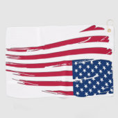 Serviette De Golf Drapeau américain en lambeaux (Horizontal)