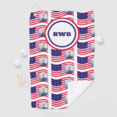 Serviette De Golf Drapeau américain et monogramme d'aigle (En situation)