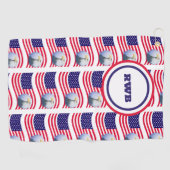 Serviette De Golf Drapeau américain et monogramme d'aigle (Horizontal)