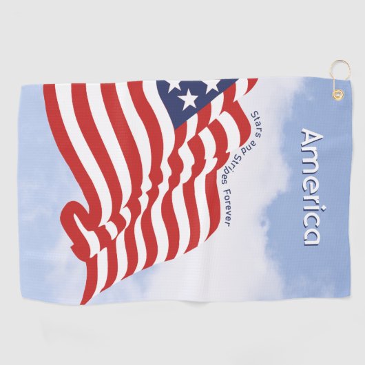 Serviette De Golf Drapeau américain Illustration Étoiles & rayures p (Horizontal)