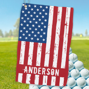 Serviette De Golf Drapeau Américain Personnalisé Étoiles Patriotique