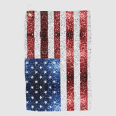 Serviette De Golf Drapeau américain rouge blanc bleu scintillements (Devant)