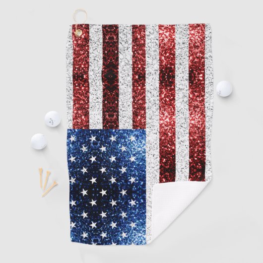 Serviette De Golf drapeau américain rouge blanc brillant parties sci (En situation)