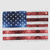 Serviette De Golf drapeau américain rouge blanc brillant parties sci (Horizontal)