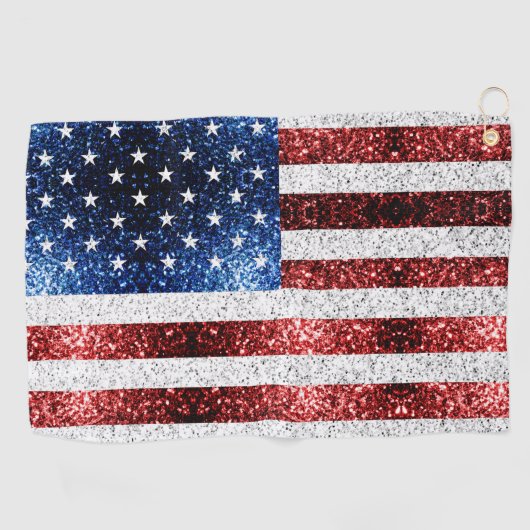Serviette De Golf drapeau américain rouge blanc brillant parties sci (Horizontal)
