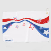 Serviette De Golf drapeau américain rouge blanc et bleu (Horizontal)
