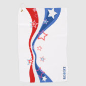 Serviette De Golf drapeau américain rouge blanc et bleu (Devant)