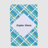 Serviette De Golf Drapeau Aruba Aruba Intitulé Personnalisation bleu (Devant)