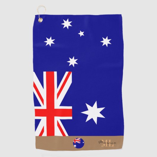 Serviette De Golf Drapeau australien monogrammé (Devant)