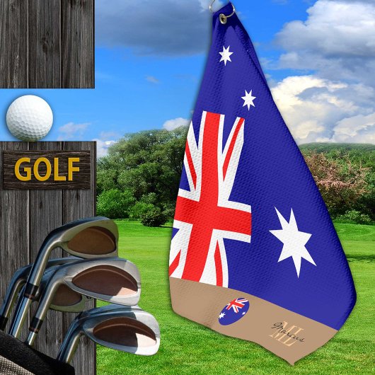 Serviette De Golf Drapeau australien monogrammé