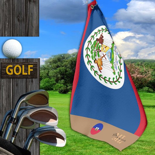 Serviette De Golf Drapeau Belize & Belize monogrammed Golf Towel