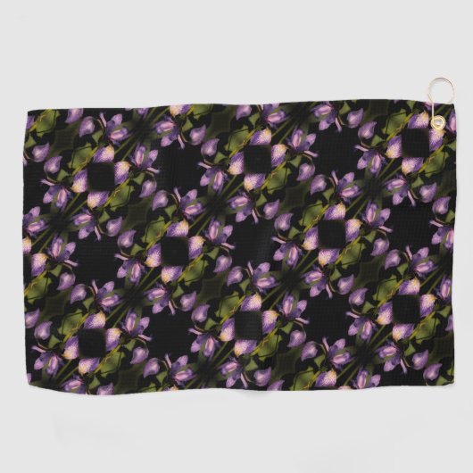 Serviette De Golf Drapeau bleu Iris Fleur Motif Abstrait (Horizontal)